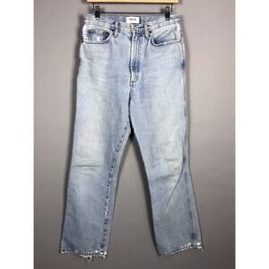 Agolde Pinch Waist High Rise Kick Jeans SZ 28 Blue Light Wash Frayed Distressed